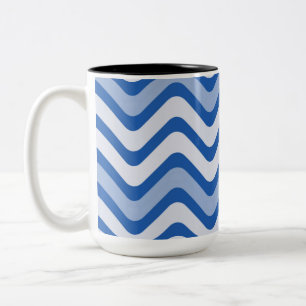 Tasse 2 Couleurs Motif bleu ondulé