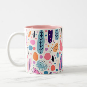 Tasse 2 Couleurs Motif botanique Abstrait Pastel BOHO Chic