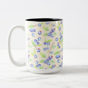 Tasse 2 Couleurs Motif botanique de myrtille à l'aquarelle mignon