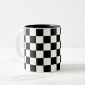 Tasse 2 Couleurs Motif chèque noir et blanc (Devant gauche)