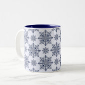 Tasse 2 Couleurs Motif Damas de flocon bleu (Devant gauche)
