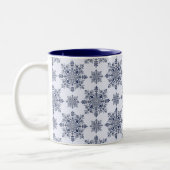 Tasse 2 Couleurs Motif Damas de flocon bleu (Gauche)