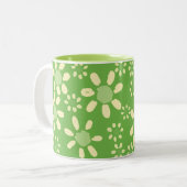 Tasse 2 Couleurs Motif d'aquarelle verte Fleur marguerite (Devant gauche)