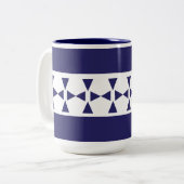 Tasse 2 Couleurs Motif de bandes triangles bleues (Devant gauche)