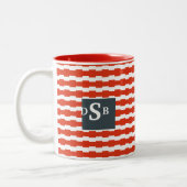 Tasse 2 Couleurs Motif de Boxstripe de monogramme (Gauche)