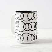 Tasse 2 Couleurs Motif de bulles de cercles noirs et blancs (Devant gauche)