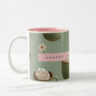 Tasse 2 Couleurs Motif de cacao chaud Kawaii personnalisé