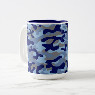 Tasse 2 Couleurs Motif de camouflage bleu et marine