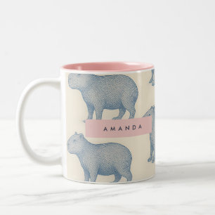 Tasse 2 Couleurs Motif de capybara mignon minimaliste personnalisé