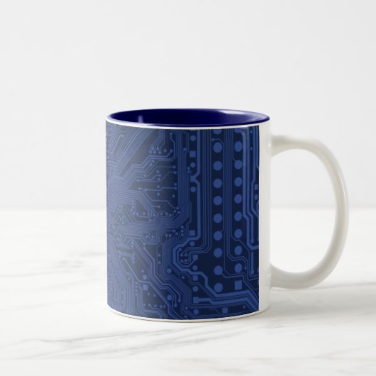 Tasse 2 Couleurs Motif de carte mère Geek bleu (Droit)