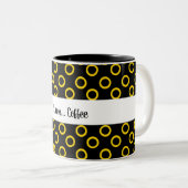 Tasse 2 Couleurs Motif de cercles dorés avec noir (Devant droit)