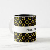 Tasse 2 Couleurs Motif de cercles dorés avec noir (Devant gauche)
