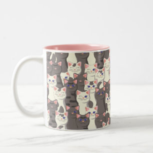 Tasse 2 Couleurs Motif de chats blancs et gris