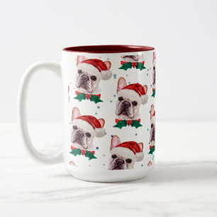 Tasse 2 Couleurs Motif de chien de Noël de race Bouledogue Français