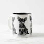 Tasse 2 Couleurs Motif de chiot Chihuahua mignon et duveteux (Devant gauche)