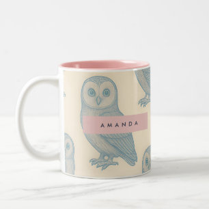 Tasse 2 Couleurs Motif de chouette fantaisiste personnalisé