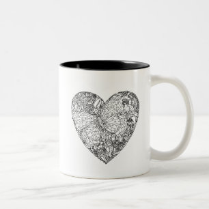 Tasse 2 Couleurs Motif de coeur de papillon