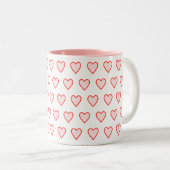Tasse 2 Couleurs Motif de coeur rose (Devant droit)