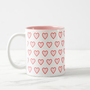 Tasse 2 Couleurs Motif de coeur rose