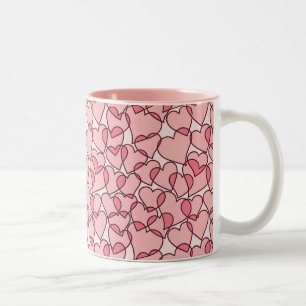 Tasse 2 Couleurs Motif de Coeurs roses modernes