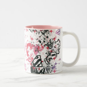 Tasse 2 Couleurs Motif de collage de Supergirl