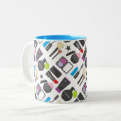 Tasse 2 Couleurs Motif de collection de maquillage funky (Devant gauche)