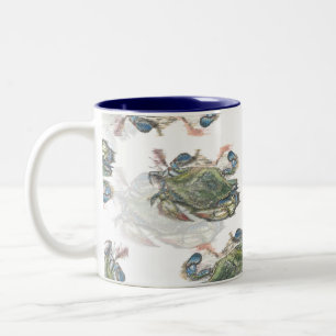 Tasse 2 Couleurs Motif de crabe bleu