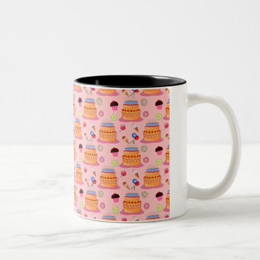 Tasse 2 Couleurs Motif de dessert de pâtisserie (Droit)