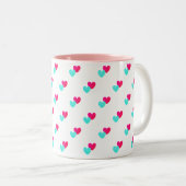 Tasse 2 Couleurs Motif de deux coeurs (Devant droit)