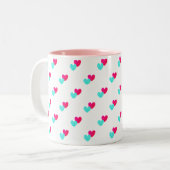 Tasse 2 Couleurs Motif de deux coeurs (Devant gauche)