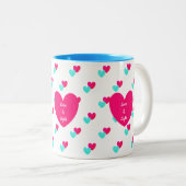Tasse 2 Couleurs Motif de deux coeurs (Devant droit)