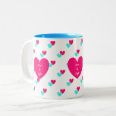 Tasse 2 Couleurs Motif de deux coeurs (Devant gauche)