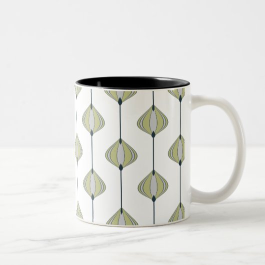 Tasse 2 Couleurs Motif de feuilles (Droit)