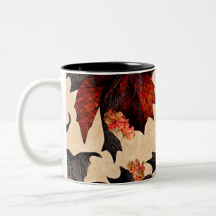 Tasse 2 Couleurs Motif de feuilles d'érable baroques