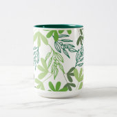 Tasse 2 Couleurs Motif de feuilles ombrées vertes charmant (Centre)