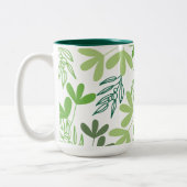 Tasse 2 Couleurs Motif de feuilles ombrées vertes charmant (Gauche)