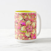 Tasse 2 Couleurs motif de fleur rose funky (Devant droit)