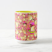 Tasse 2 Couleurs motif de fleur rose funky (Centre)