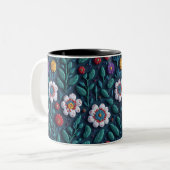 Tasse 2 Couleurs motif de fleurs (Devant gauche)