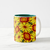 Tasse 2 Couleurs Motif de fleurs d'or (Devant droit)