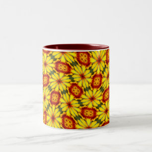 Tasse 2 Couleurs Motif de fleurs d'or