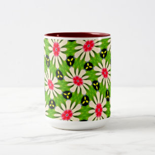 Tasse 2 Couleurs Motif de fleurs rose et blanche