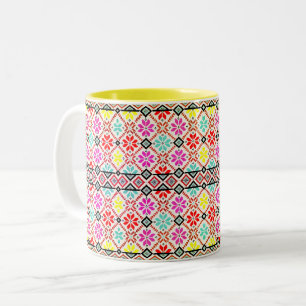 Tasse 2 Couleurs Motif de flocon de neige scandinave coloré