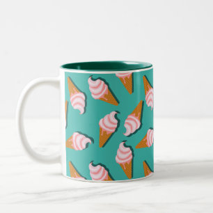 Tasse 2 Couleurs Motif de glace en cônes gaufrés et de yaourt glacé