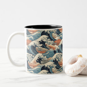 Tasse 2 Couleurs Motif de la Grande Vague japonaise