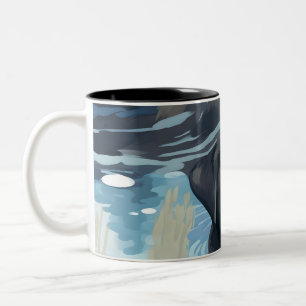 Tasse 2 Couleurs Motif de Labrador noir nageant