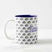 Tasse 2 Couleurs Motif de l'oeil bleu Husky (Gauche)