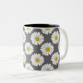 Tasse 2 Couleurs Motif de marguerite gris jaune blanc (Devant droit)
