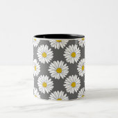 Tasse 2 Couleurs Motif de marguerite gris jaune blanc (Centre)