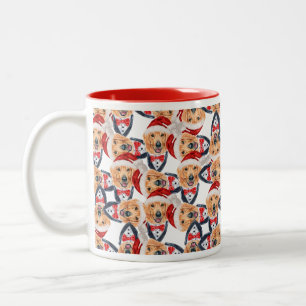 Tasse 2 Couleurs Motif de Noël Chapeau de Père Noël Retriever Doré